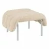 Hem Poggiapiedi Puffy, Bouclé Bianco Naturale - Acciaio Inox