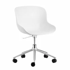 Normann Copenhagen Sedia Hyg Con 5 Ruote, Girevole, Alluminio - Bianco