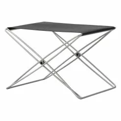 Fredericia Sgabello Pieghevole JG, Acciaio Spazzolato - Pelle Nera -Sedie negozio JG 6565 leather98 brushedsteel v2