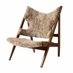 Menu Poltrona Knitting Chair, Noce - Pelle Di Pecora Sahara