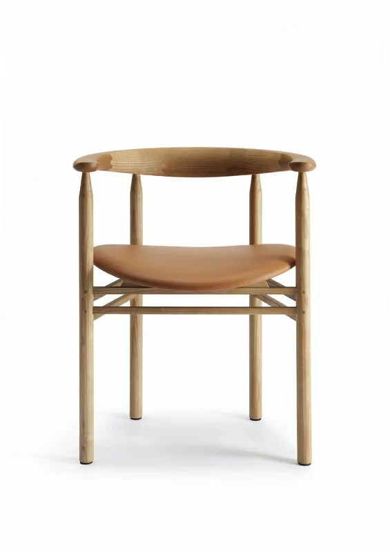 Nikari Sedia Linea RMT6, Frassino Tinto Rovere - Pelle Cognac 3 Nikari Sedia Linea RMT6, Frassino Tinto Rovere - Pelle Cognac - immagine 3