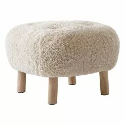 &Tradition Pouf Little Petra ATD1, Pelle Di Pecora Moonlight - Rovere