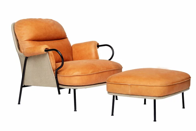 Fogia Poggiapiedi Lyra, Acciaio Nero - Pelle Cognac - immagine 4