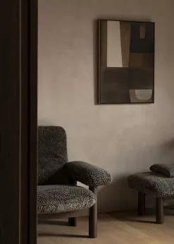 Menu Poltrona Brasilia, Rovere Tinto Scuro - Pelle Di Pecora Root -Sedie negozio MENU Brasilia Lounge Chair Brasilia Ottoman