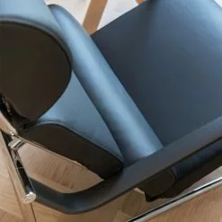 Yrjö Kukkapuro Poltrona Remmi, Cromo - Pelle Nera -Sedie negozio Muhkeat pehmusteet kromi musta nojatuoli VS