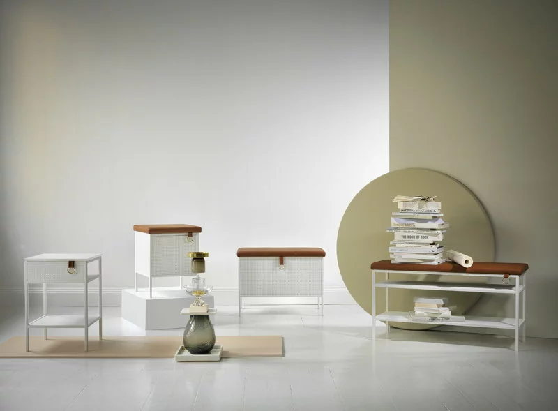 Maze Panca Nancy, Bianco - Cognac 2 Maze Panca Nancy, Bianco - Cognac - immagine 2