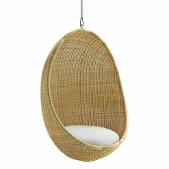 Sika-Design Sedia Hanging Egg Exterior, Naturale - Cuscino Bianco
