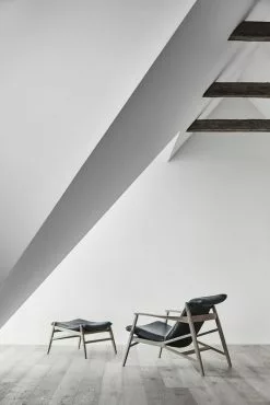 Stolab Poggiapiedi Link, Rovere Oliato Bianco - Pelle Elmotique Nera -Sedie negozio StolabC Link foot stool 0401