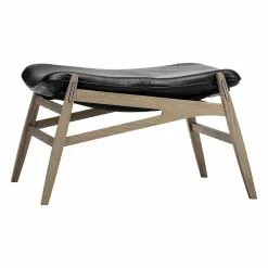 Stolab Poggiapiedi Link, Rovere Oliato Bianco - Pelle Elmotique Nera