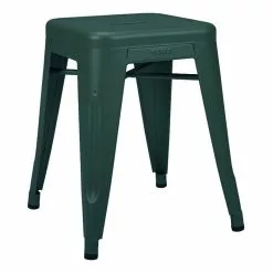 Tolix Sgabello H45, Verde Scuro, Strutturato Opaco