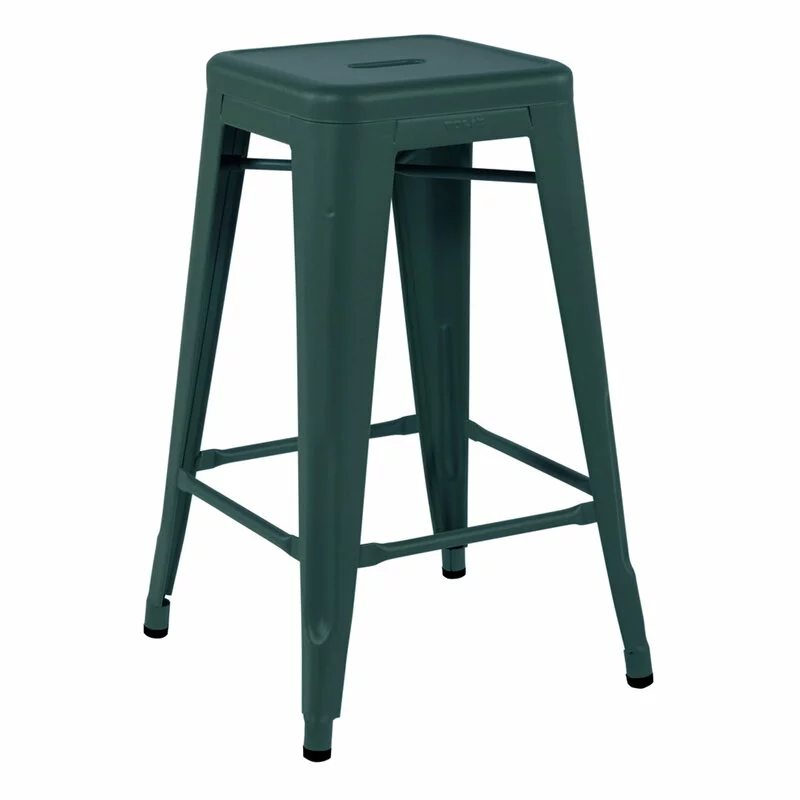 Tolix Sgabello H60, Verde Scuro, Strutturato Opaco 1 Tolix Sgabello H60, Verde Scuro, Strutturato Opaco
