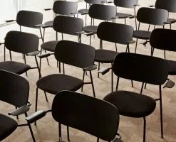 Menu Sedia Co Con Braccioli, Rovere Nero - Pelle Nera -Sedie negozio The Chard0330