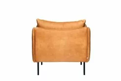 Fogia Poltrona Tiki, Grande, Acciaio Nero - Pelle Cognac -Sedie negozio Tiki 1 Seat Vintage Cognac Back sRGB 8bit 8x6k On White