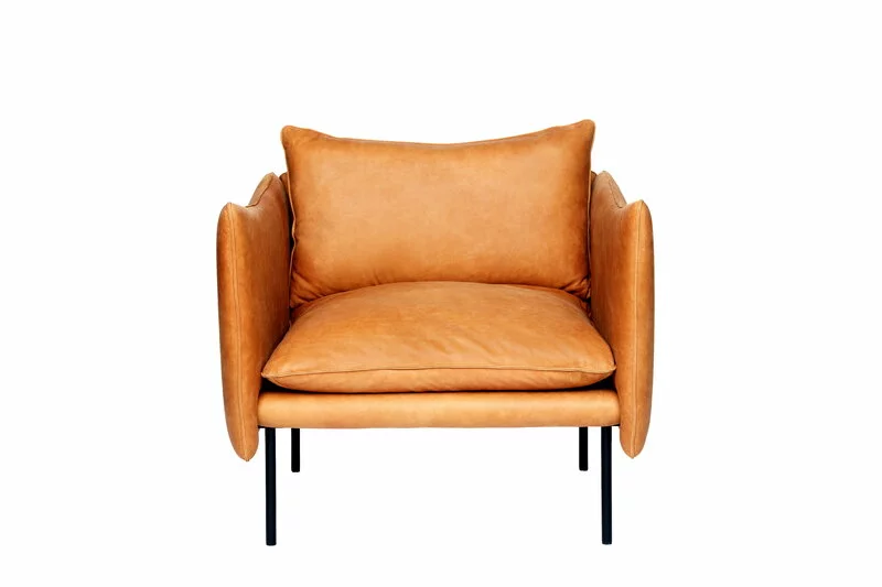 Fogia Poltrona Tiki, Grande, Acciaio Nero - Pelle Cognac - immagine 2