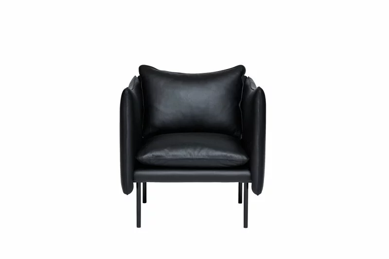 Fogia Poltrona Tiki, Piccola, Acciaio Nero - Pelle Elmosoft Nera 2 Fogia Poltrona Tiki, Piccola, Acciaio Nero - Pelle Elmosoft Nera - immagine 2