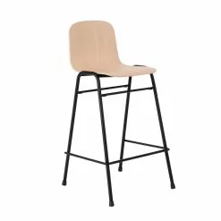 Hem Sedia Da Bar Touchwood, 65 Cm, Faggio Naturale - Acciaio Nero