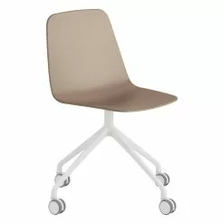 Viccarbe Sedia Maarten, Base A Piramide A Rotelle, Bianco - Talpa