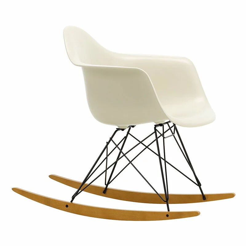 Vitra Sedia A Dondolo Eames RAR, Pebble - Nero - Acero 1 Vitra Sedia A Dondolo Eames RAR, Pebble - Nero - Acero
