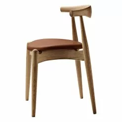 Carl Hansen & Søn Sedia CH20 Elbow, Rovere Oliato - Pelle Cognac Thor 307 -Sedie negozio Wegner CH20 Oak oil Thor 307 Side