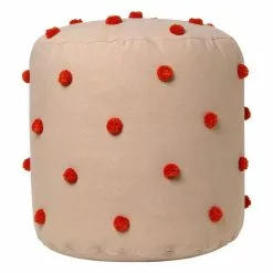 Ferm LIVING Pouf Taftato Dot, Beige - Rosso