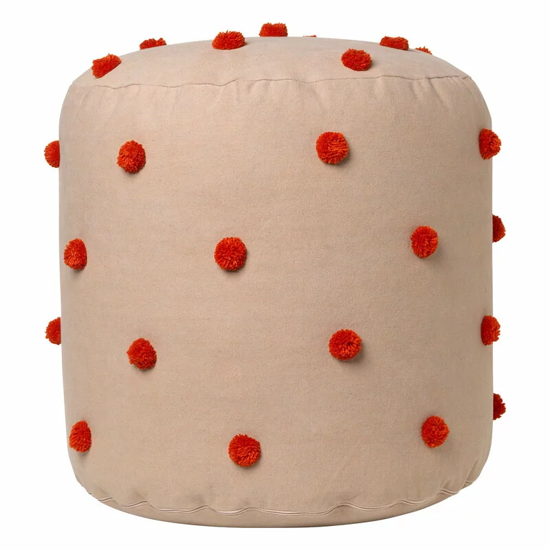 Ferm LIVING Pouf Taftato Dot, Beige - Rosso 1 Ferm LIVING Pouf Taftato Dot, Beige - Rosso