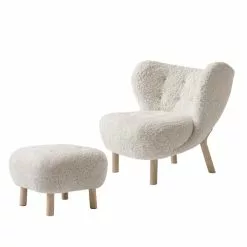 &Tradition Poltrona E Pouf Little Petra, Moonlight - Rovere Oliato Bianco